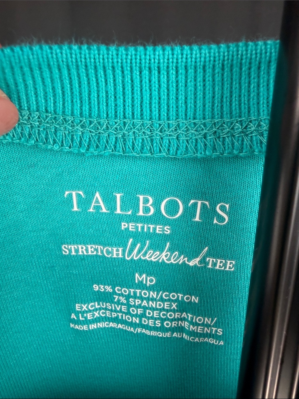 Talbots Stretch Weekend Teal Short Sleeve Tee with Shoulder Buttons - Picture 2 of 7